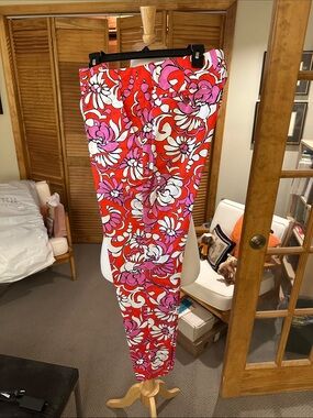 Mr. Turk Vibrant Floral Print Pants in Red, Pink & White